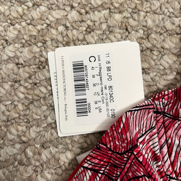 La Perla bikini swim top red white gold size 6 NWT - Picture 6 of 9